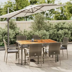 Ensemble à manger jardin et coussins 7 pcs gris rotin 645466645466