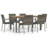 Ensemble à manger jardin et coussins 7 pcs gris rotin 645466645466