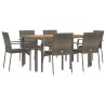 Ensemble à manger jardin et coussins 7 pcs gris rotin 645466645466