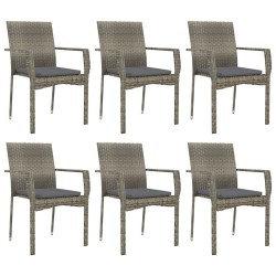Ensemble à manger jardin et coussins 7 pcs gris rotin 645466645466