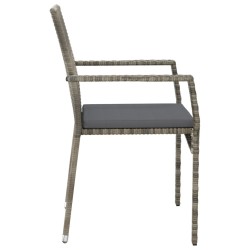 Ensemble à manger jardin et coussins 7 pcs gris rotin 645466645466