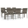 Ensemble à manger jardin et coussins 7 pcs gris rotin 645467645467
