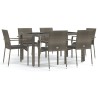 Ensemble à manger jardin et coussins 7 pcs gris rotin 645469645469