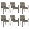 Ensemble à manger jardin et coussins 7 pcs gris rotin 645469645469