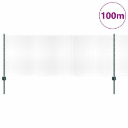 Clôture en fil soudé avec poteaux 100 x 0,8 m Vert Maille 645471645471