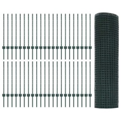 Clôture en fil soudé avec poteaux 100 x 0,8 m Vert Maille 645471645471