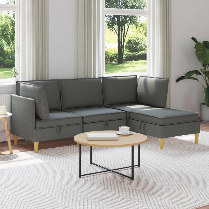 Canapé modulaire avec rangement 4 pcs Gris foncé Tissu 645479645479