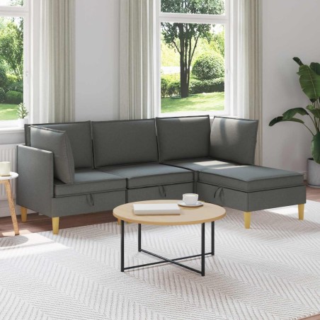 Canapé modulaire avec rangement 4 pcs Gris foncé Tissu 645479645479