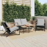 Ensemble de meubles de balcon avec coussins 5 pcs noir acier 645484645484