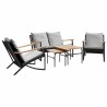 Ensemble de meubles de balcon avec coussins 5 pcs noir acier 645484645484