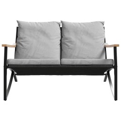 Ensemble de meubles de balcon avec coussins 5 pcs noir acier 645484645484