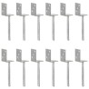 Ancrages de clôture lot de 12 argentés 8 x 6 x 30 cm acier galvanisé 645506645506