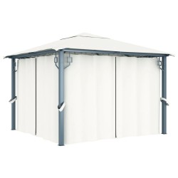 Tonnelle avec rideau 300x300 cm Crème Aluminium 645523645523
