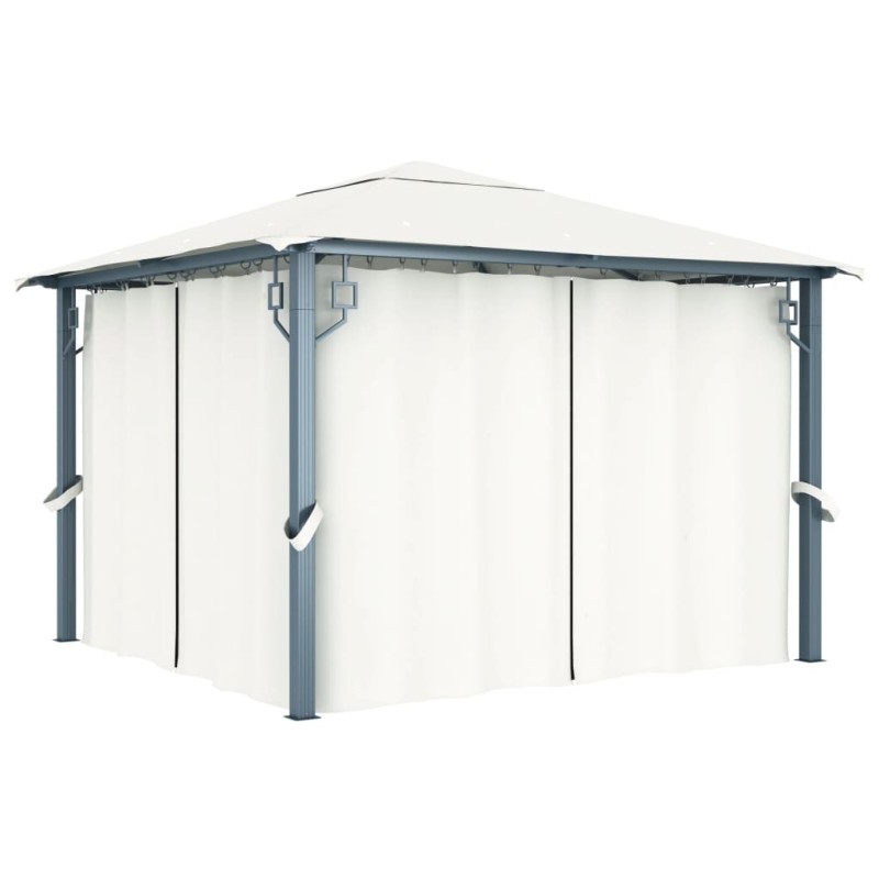 Tonnelle avec rideau 300x300 cm Crème Aluminium 645523645523