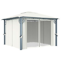 Tonnelle avec rideau 300x300 cm Crème Aluminium 645523645523
