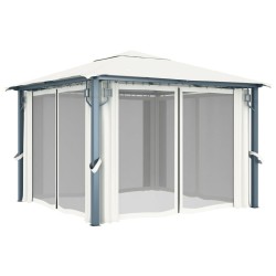 Tonnelle avec rideau 300x300 cm Crème Aluminium 645523645523