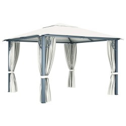 Tonnelle avec rideau 300x300 cm Crème Aluminium 645523645523