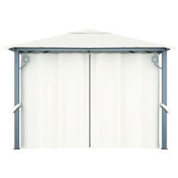 Tonnelle avec rideau 300x300 cm Crème Aluminium 645523645523