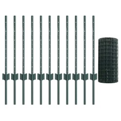 Clôture Euro avec poteau 25 x 0,6 m Acier recouvert de PVC Vert 645527645527