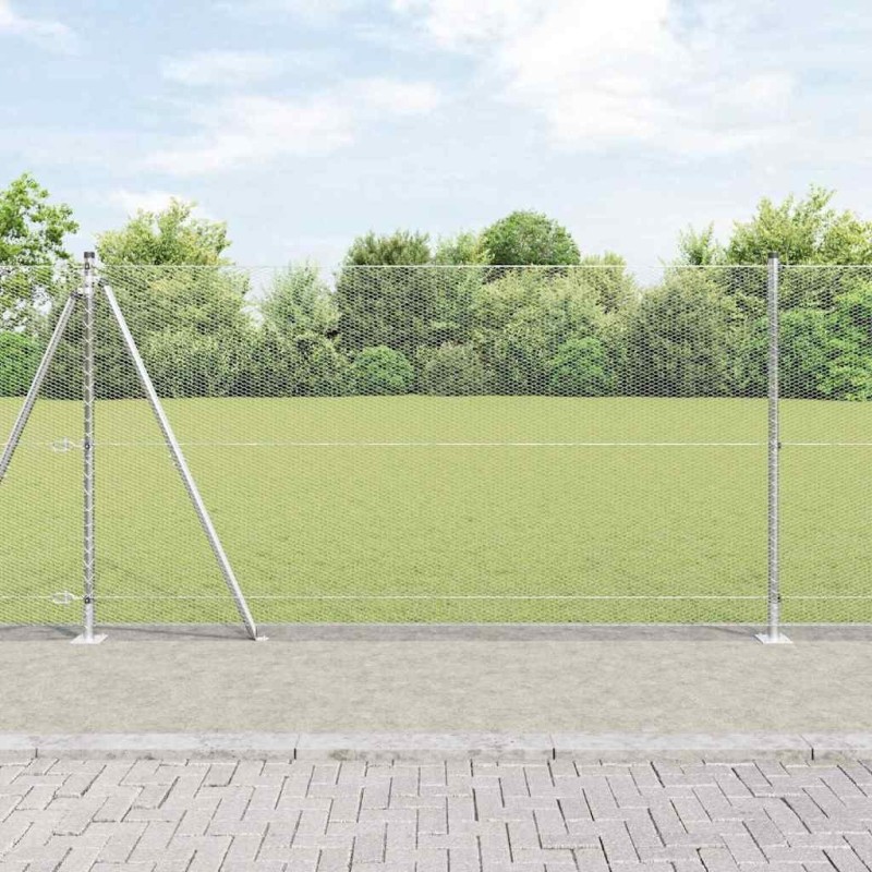 Clôture hexagonale avec base en béton 50 x 1,2 m Argenté Maille 645534645534
