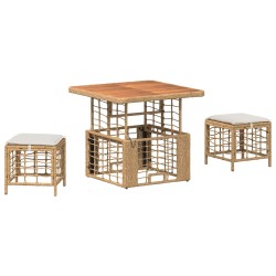 Ensemble de salle à manger pour jardin 3 pcs Nature et Blanc 645568645568