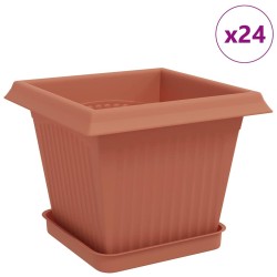 Pots de plantes 24 pcs Rouge brique 20 x 20 x 16 cm Plastique 645578645578