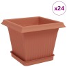Pots de plantes 24 pcs Rouge brique 20 x 20 x 16 cm Plastique 645578645578