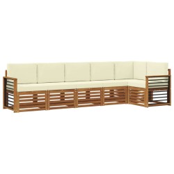 Ensemble de canapé d'angle avec coussin 6 pcs Naturel et Crème 645587645587