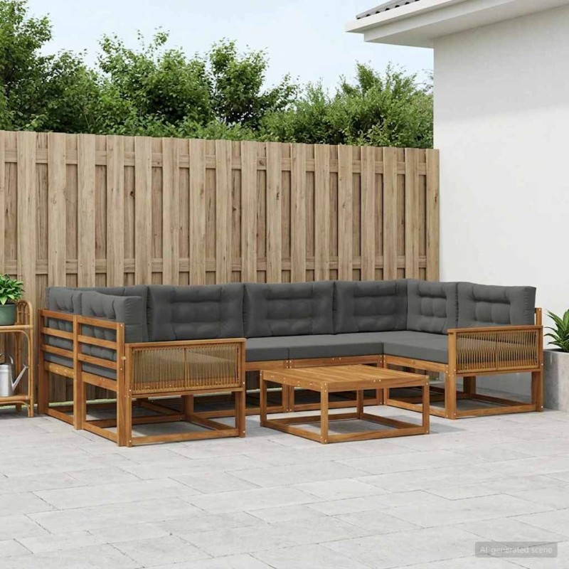 Ensemble de canapés d'extérieur 7 pcs Naturel et Anthracite 645595645595