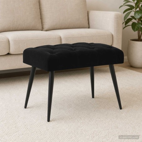 Banc avec capitonnage bouton Noir 60 x 40 x 45 cm Velours 645603645603
