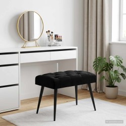 Banc avec capitonnage bouton Noir 60 x 40 x 45 cm Velours 645603645603