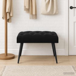 Banc avec capitonnage bouton Noir 60 x 40 x 45 cm Velours 645603645603