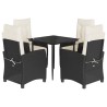 Ensemble à manger de jardin coussins 5pcs Noir Résine tressée 645606645606