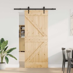 Porte coulissante NARVIK Naturel et noir 85 x 210 cm (152,5 cm) 645610645610