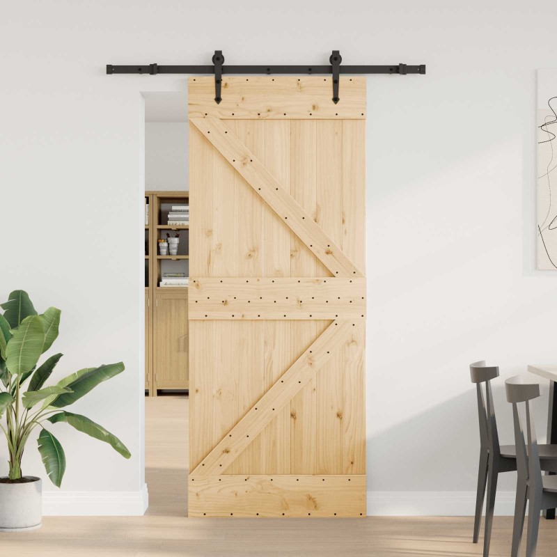 Porte coulissante NARVIK Naturel et noir 85 x 210 cm (152,5 cm) 645610645610