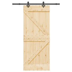 Porte coulissante NARVIK Naturel et noir 85 x 210 cm (152,5 cm) 645611645611