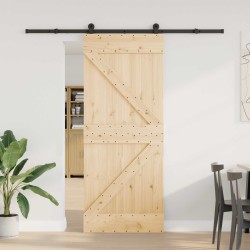 Porte coulissante NARVIK Naturel et noir 85 x 210 cm (213,5 cm) 645612645612