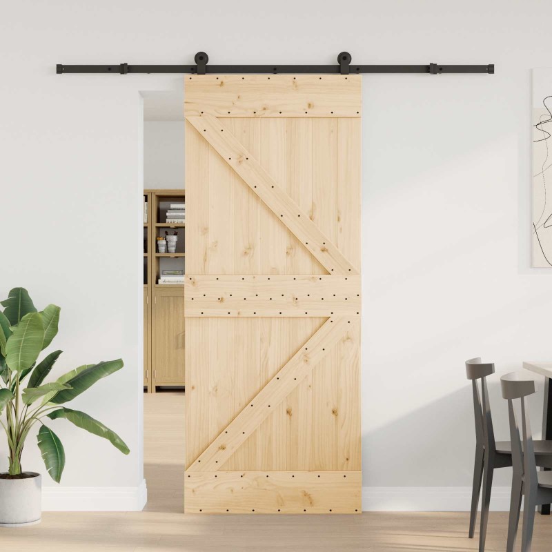 Porte coulissante NARVIK Naturel et noir 85 x 210 cm (213,5 cm) 645612645612