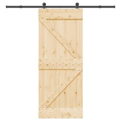 Porte coulissante NARVIK Naturel et noir 85 x 210 cm (213,5 cm) 645612645612