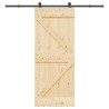 Porte coulissante NARVIK Naturel et noir 85 x 210 cm (213,5 cm) 645612645612