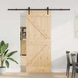 Porte coulissante NARVIK Naturel et noir 85 x 210 cm (213,5 cm) 645614645614
