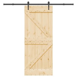Porte coulissante NARVIK Naturel et noir 85 x 210 cm (213,5 cm) 645614645614
