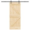 Porte coulissante NARVIK Naturel et noir 85 x 210 cm (213,5 cm) 645614645614