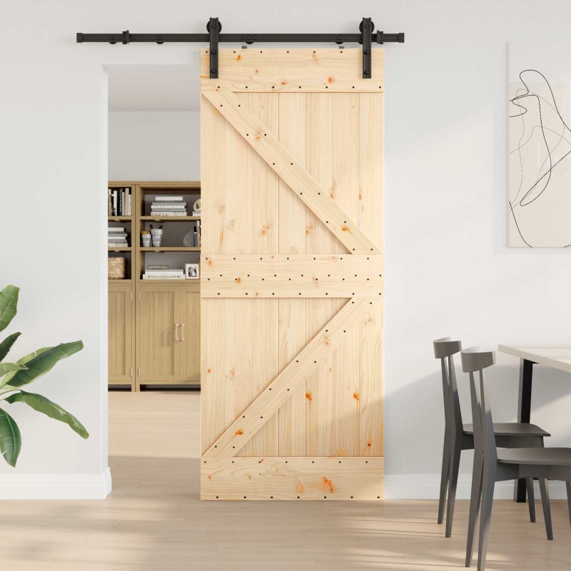 Porte coulissante NARVIK Naturel et noir 85 x 210 cm (152,5 cm) 645615645615