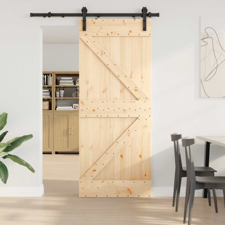 Porte coulissante NARVIK Naturel et noir 85 x 210 cm (152,5 cm) 645615645615