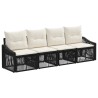 Ensemble de canapé de jardin 4 pcs Noir polyrotin 645620645620