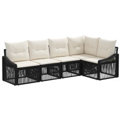 Ensemble de canapé de jardin 5 pcs Noir polyrotin 645623645623