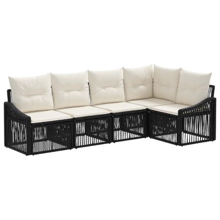Ensemble de canapé de jardin 5 pcs Noir polyrotin 645623645623