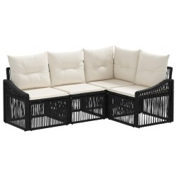Ensemble de canapé de jardin 4 pcs Noir polyrotin 645628645628
