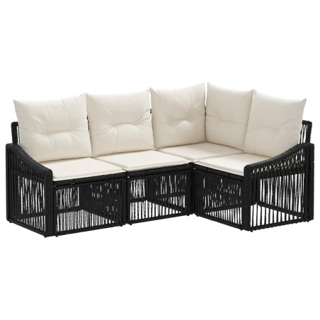 Ensemble de canapé de jardin 4 pcs Noir polyrotin 645628645628